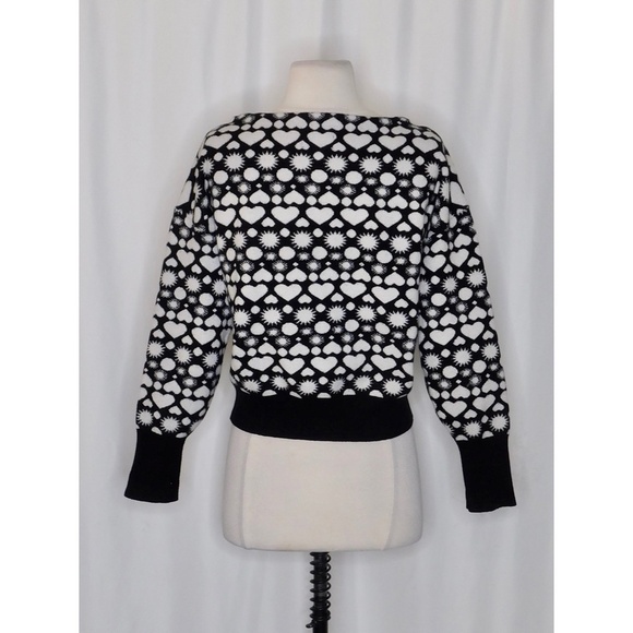 Anthropologie MAEVE Boat Bateau Neck Heart Print Sweater Pullover Knitwear Small - Picture 11 of 16